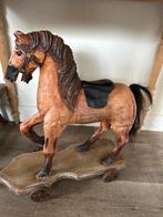 Houten Speelgoed Paard op Wielen uit Frankrijk, Ophalen