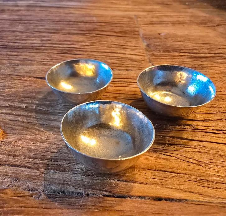 3 x 18 eeuws miniaturen spoelkom zilver poppengoed, Antiek en Kunst, Antiek | Goud en Zilver, Zilver, Ophalen of Verzenden