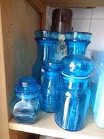 8 stuks hemels blauw fles stopfles glas, Ophalen of Verzenden