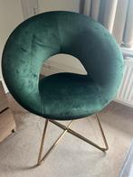 Groene Velvet Stoel met Gouden Poten ZGAN, Huis en Inrichting, Stoelen, Ophalen, Overige kleuren, Zo goed als nieuw, Eén