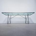 Vintage IKEA Design tafel met glazen bovenblad, Ophalen, Gebruikt, 50 tot 100 cm, Vijf personen of meer