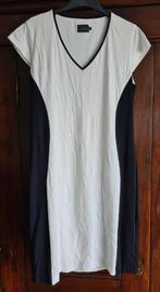 NIEUWSTAAT Zwart/creme jurk met kleine kapmouw, maat 46, Ophalen, Maat 46/48 (XL) of groter, Zo goed als nieuw, Knielengte