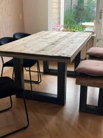 Robust stijgerhout eettafel  met bankje, Huis en Inrichting, Tafels | Eettafels, Ophalen, 50 tot 100 cm, Zo goed als nieuw, Vijf personen of meer