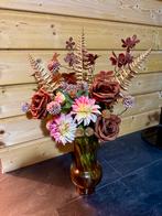 Zijden kunstboeket met cheetah vaas, Ophalen of Verzenden, Nieuw, Binnen