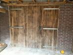 Eiken openstaande garagedeuren met beslag, Ophalen, 120 cm of meer, 215 cm of meer, Glas