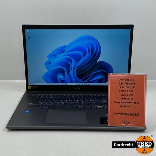 Acer Aspire 5 A517-53-53V1 Laptop | Intel Core i5-12450 512, Computers en Software, Windows Laptops, Zo goed als nieuw, 15 inch