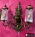 2 Arms kristallen wandlamp brons barok engel - cupido beeld