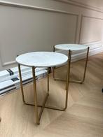Marmeren Bijzettafels - Set van 2, Huis en Inrichting, Tafels | Bijzettafels, Overige materialen, Minder dan 55 cm, Rond, Zo goed als nieuw