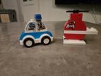Duplo Politieauto & Brandweer Helikopter, Ophalen of Verzenden, Gebruikt, Complete set, Duplo
