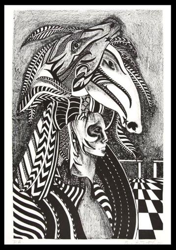 Maria Seghi # Toscaans # Litho "Maskerade Venetia " Uniek beschikbaar voor biedingen