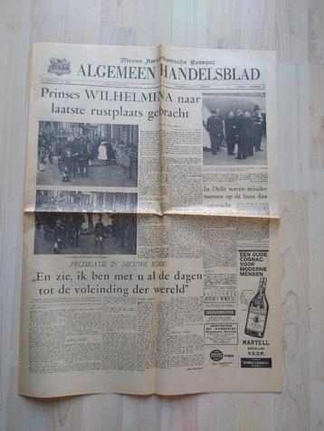 8 December 1962. Prinses Wilhelmina naar laatste rustplaats beschikbaar voor biedingen