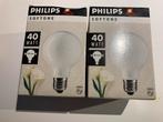 2x Philips Softone Globe 80mm G80 40W E27 ES NIEUW!, Nieuw, 30 tot 60 watt, G80, Soft of Flame