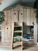Steigerhouten stapelbed slaaphuis met boekenplankjes, Ophalen, Gebruikt, Stapelbed