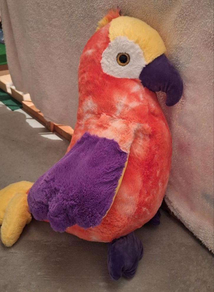 Grote gekleurde papegaai, Kinderen en Baby's, Speelgoed | Knuffels en Pluche, Zo goed als nieuw, Overige typen, Ophalen of Verzenden