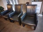 ZGAN 2 eetkamerstoelen met verstelbare rugleuning wieltjes, Huis en Inrichting, Stoelen, Ophalen, Twee, Zwart, Leer