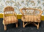 Rotan stoel 14cm en bank 12cm rughoogte in 1 koop, Ophalen of Verzenden, Zo goed als nieuw, Barbie