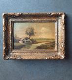 Lief klein schulderij schilderijtje landschap boerderij !, Antiek en Kunst, Kunst | Schilderijen | Klassiek, Ophalen of Verzenden