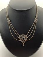 S642 Prachtig zilveren collier met granaat, Ophalen of Verzenden, Zilver, Ketting, Met edelsteen