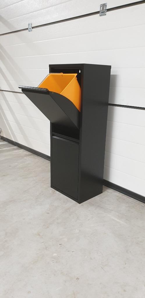 NIEUW Zwarte compacte afvalkast afvalscheiding 2 emmers #179, Huis en Inrichting, Woonaccessoires | Prullenbakken, Nieuw, Metaal