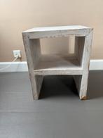 Houten Bijzettafel Whitewash, Huis en Inrichting, Tafels | Bijzettafels, Ophalen, Minder dan 45 cm, Minder dan 55 cm, Gebruikt