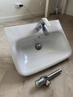 Wastafelcombinatie: Duravit wastafel en HansGrohe kraan+plug, Ophalen, Zo goed als nieuw, Chroom, Wastafel