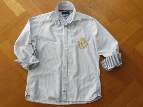 Tommy Hilfiger Blouse Overhemd Blauw Wit gestreept Maat M, Kleding | Heren, Overhemden, Zo goed als nieuw, Halswijdte 39/40 (M)