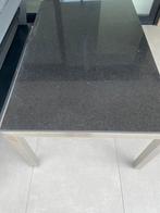 Stijlvolle granieten tuintafel met RVS onderstel, Tuin en Terras, Tuintafels, Ophalen, Zo goed als nieuw, Rechthoekig, Rvs