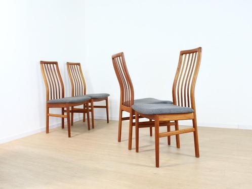 vintage stoelen teak, Huis en Inrichting, Stoelen, Gebruikt, Vier, Bruin, Ophalen