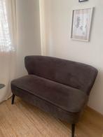 Klein bankje / loveseat – Grijs fluweel, Ophalen, Gebruikt, Tweepersoons, 75 tot 100 cm