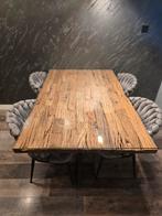 Eettafel Sleeperwood met Glasplaat - Zo Goed Als Nieuw, Glas, 100 tot 150 cm, Ophalen of Verzenden, Zo goed als nieuw