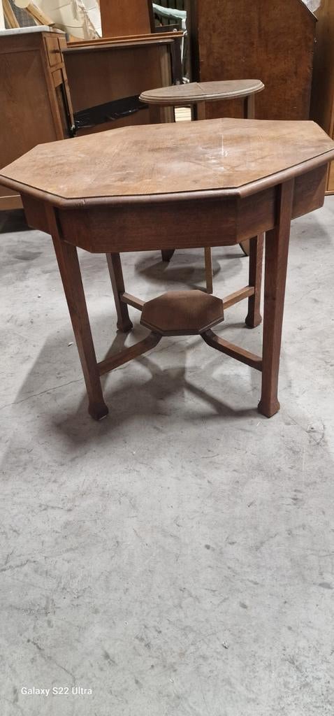 Antieke achthoekige bijzettafel, Antiek en Kunst, Antiek | Meubels | Tafels, Ophalen of Verzenden