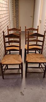 4 Houten Stoelen met Riet, Huis en Inrichting, Stoelen, Ophalen, Riet of Rotan, Gebruikt, Bruin