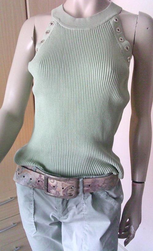MORGAN groene top met ringen maat M, Kleding | Dames, Tops, Gedragen, Maat 38/40 (M), Groen, Zonder mouw, Verzenden