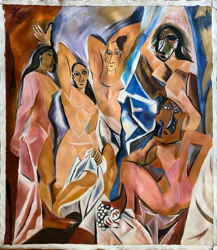'Les Demoiselles d"Avignon' van Picasso., Antiek en Kunst, Kunst | Schilderijen | Modern, Ophalen of Verzenden
