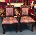 Set van 2 Oud / antieke stoelen houtsnijwerk adelaar, Ophalen