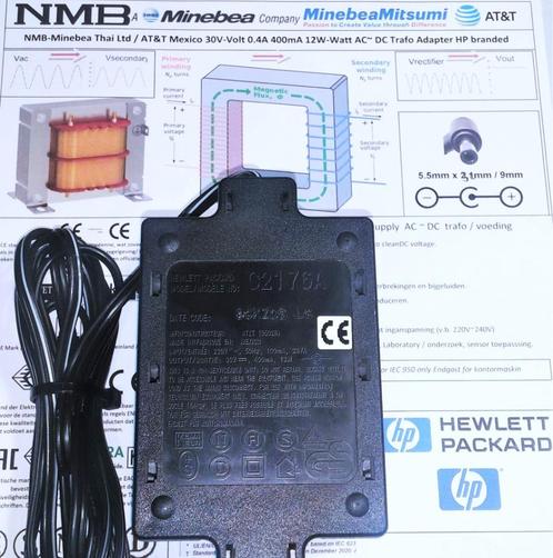 HP C2176A 30V 400mA 500mA AC DC Adapter 12W Cal-Comp R1613, Computers en Software, Pc- en Netwerkkabels, Zo goed als nieuw, Ophalen of Verzenden