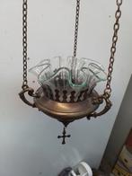 14436) antieke mooie messing  Godslamp met hanger en binnenp, Ophalen of Verzenden