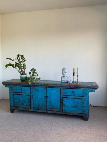 Authentieke Chinese dressoirkast - Blauw beschikbaar voor biedingen
