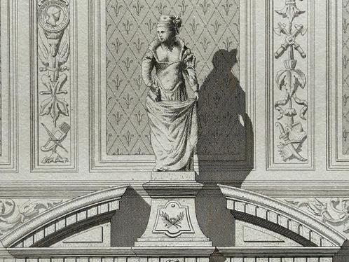 19de eeuwse gravure - Architectuur - Interieur Parijs, Antiek en Kunst, Kunst | Etsen en Gravures, Verzenden