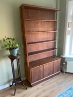 Amsterdamse School Hoekboekenkast - Donker Hout, Ophalen, Met plank(en), Gebruikt, 100 tot 150 cm