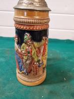 bierpul aardewerk met tinnen deksel, Verzamelen, Glas en Borrelglaasjes, Ophalen of Verzenden