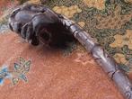 Mooie oude stok of staf uit Afrika met een hoofd 112 cm., Antiek en Kunst, Kunst | Niet-Westerse kunst, Ophalen of Verzenden