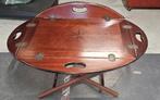 Mahoniehouten butler tray salon- / bijzettafel met dienblad, Ophalen of Verzenden, Zo goed als nieuw, Met accessoires