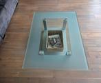Te koop een glazen salontafel, Gebruikt, 100 tot 150 cm, Glas, Minder dan 50 cm