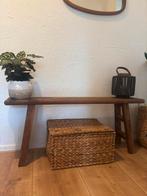 Houten vintage bankje/sidetable brocante, Huis en Inrichting, Ophalen, 100 tot 150 cm, Zo goed als nieuw, 25 tot 50 cm
