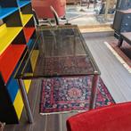 Retro eettafel bruin glazen blad, Ophalen, Huis en Inrichting