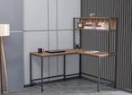 (zie omschrijving) L-vorm bureau met boekenkast industrieel, Huis en Inrichting, Bureaus, Ophalen, Gebruikt, Bureau