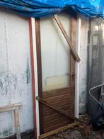 Hardhouten schuurdeur met kozijn, Doe-het-zelf en Verbouw, Deuren en Horren, Ophalen, Gebruikt, 80 tot 100 cm, Buitendeur