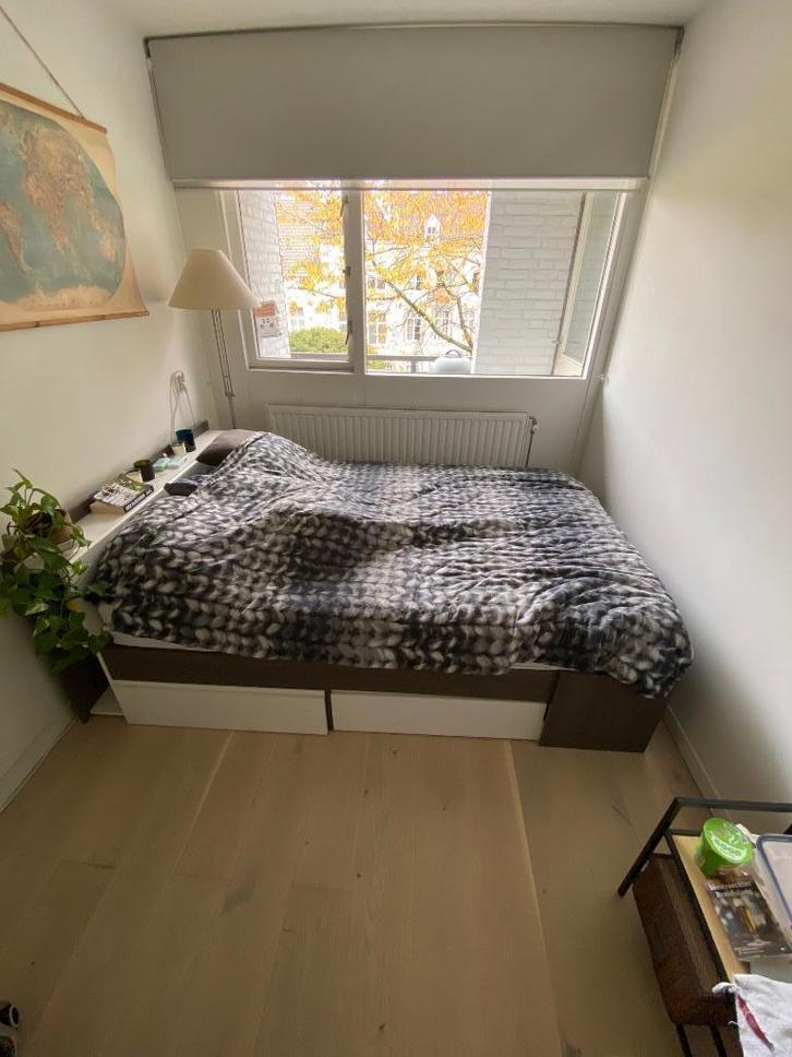 Bed (inclusief lattenbodems en matras), Huis en Inrichting, Slaapkamer | Bedden, Gebruikt, Tweepersoons, 140 cm, 220 cm, Hout