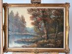 Landschap van G. VD Linden olieverf op doek 60 x 80 cm, Antiek en Kunst, Ophalen